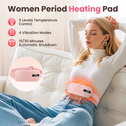 Electric Heating Pad Menstrual Cramp Massager Belt Women Period Care Hot Compress Device Vibration Abdominal Ulter Warmer Belt
