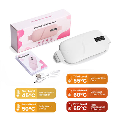 Electric Heating Pad Menstrual Cramp Massager Belt Women Period Care Hot Compress Device Vibration Abdominal Ulter Warmer Belt